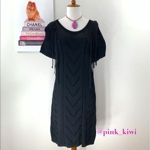 Fine Collection Fringe Sweater Dress